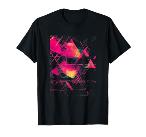 Abstract Geometric Glitch Art Digital Chaos Triangles Modern T-Shirt