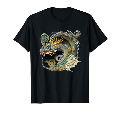 Fantasy Dragon Head Portrait Magical Paper Art Quilling T-Shirt