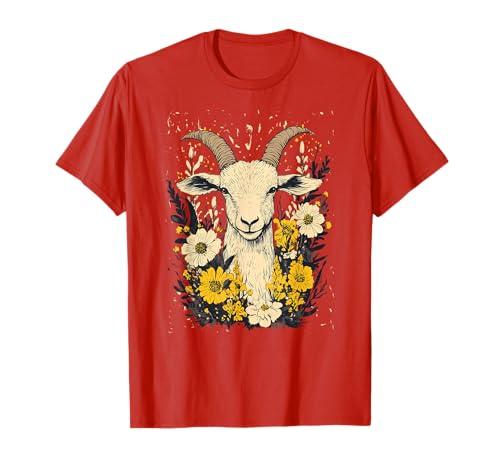 Charming Goat Floral Cottagecore Design for Nature Lovers T-Shirt