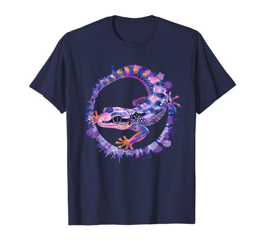 Gecko Tie Dye Purple Blue Spiral Spots Lizard Reptile Lover T-Shirt