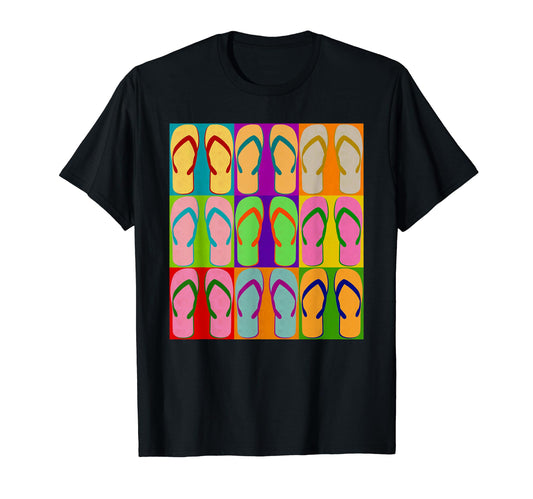 Sandal Flip Flop Pop Art Retro Graphic Summer Sun Vacation T-Shirt