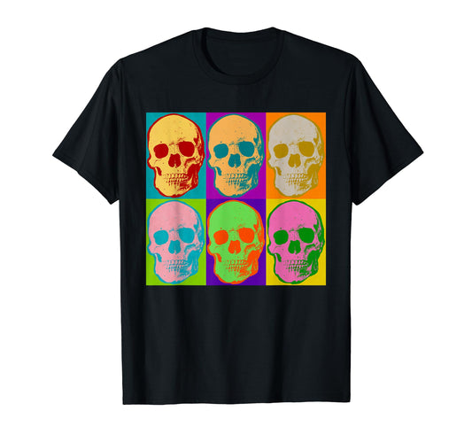 Skull Pop Art Skeleton Retro Colorful Vintage Art Graphics T-Shirt